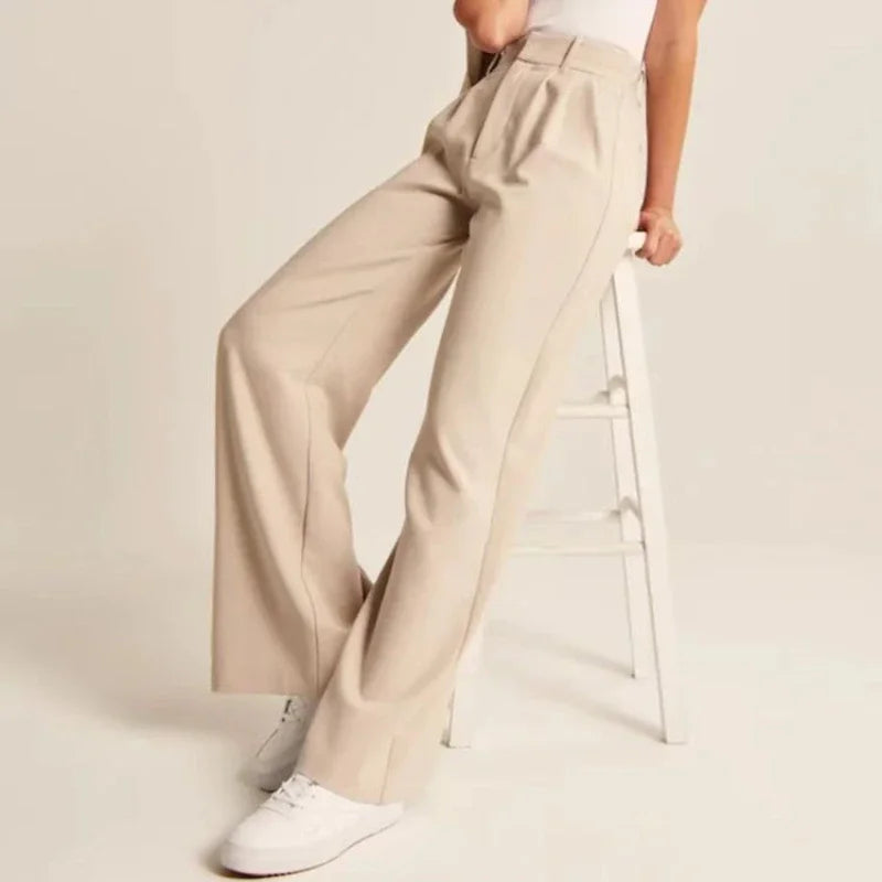 Lightweight Tailored Wide-Leg Pants