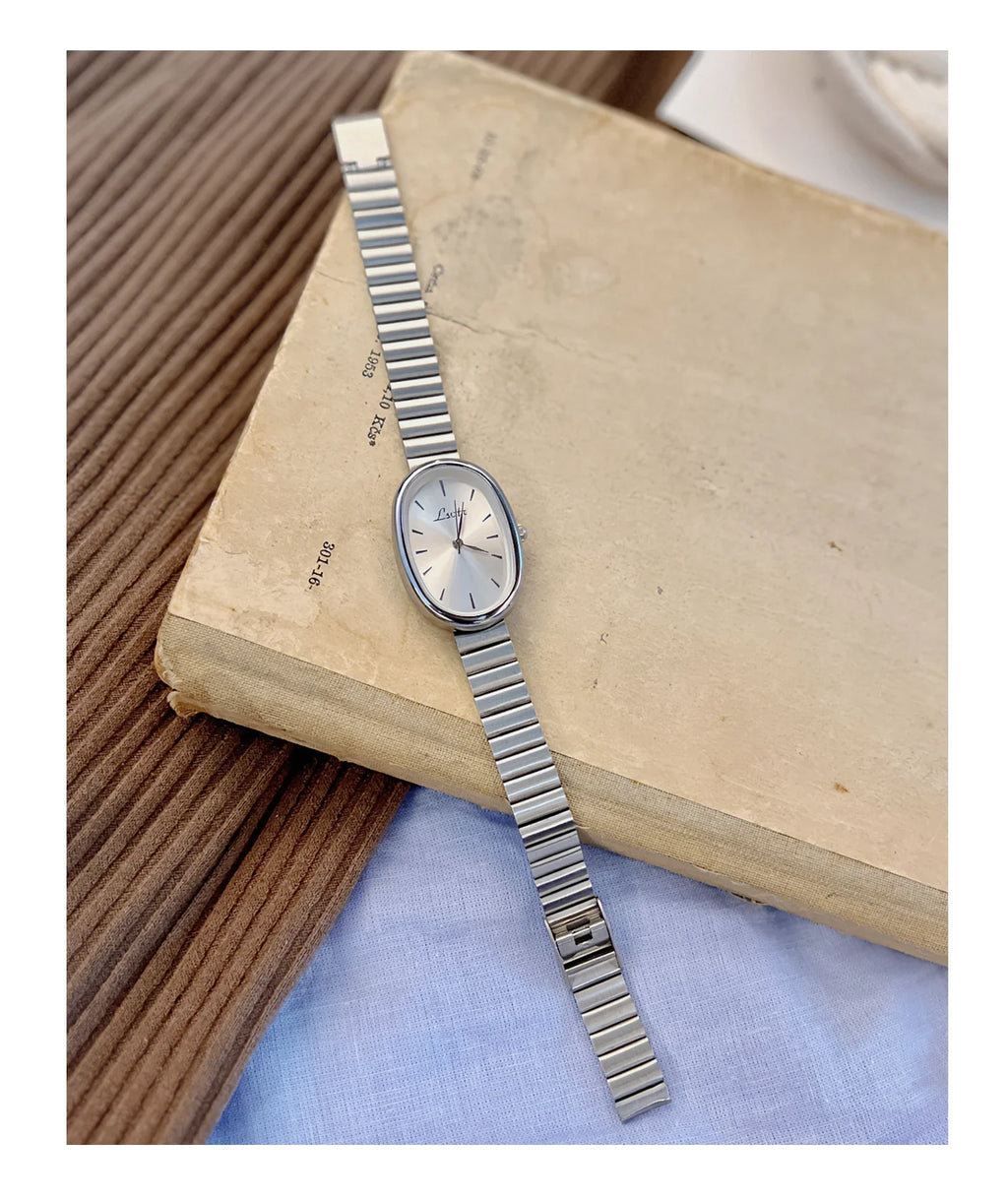 GENT – Silver Stainless Steel Oval Watch – 071