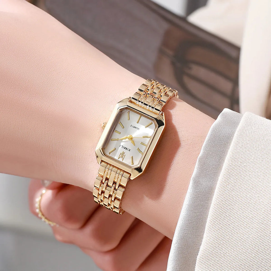 BRUGES – Gold Stainless Steel Rectangle Watch – 061
