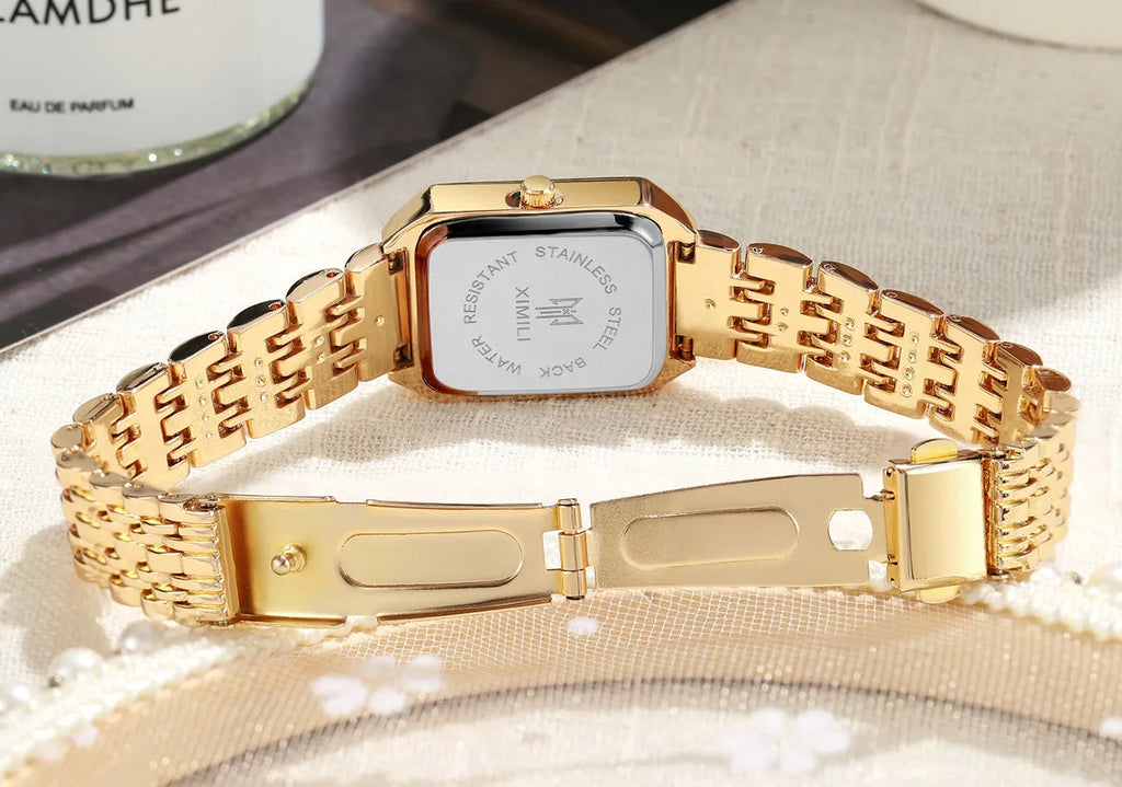 BRUGES – Gold Stainless Steel Rectangle Watch – 061