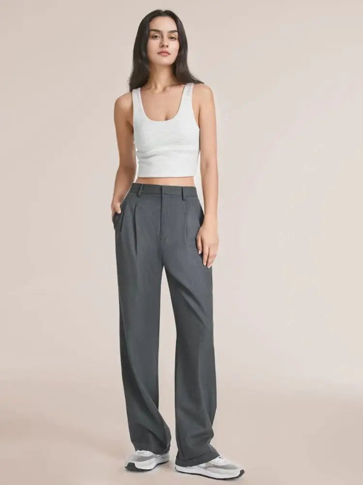 Lightweight Tailored Wide-Leg Pants