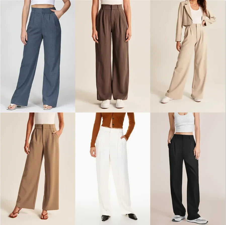 Lightweight Tailored Wide-Leg Pants