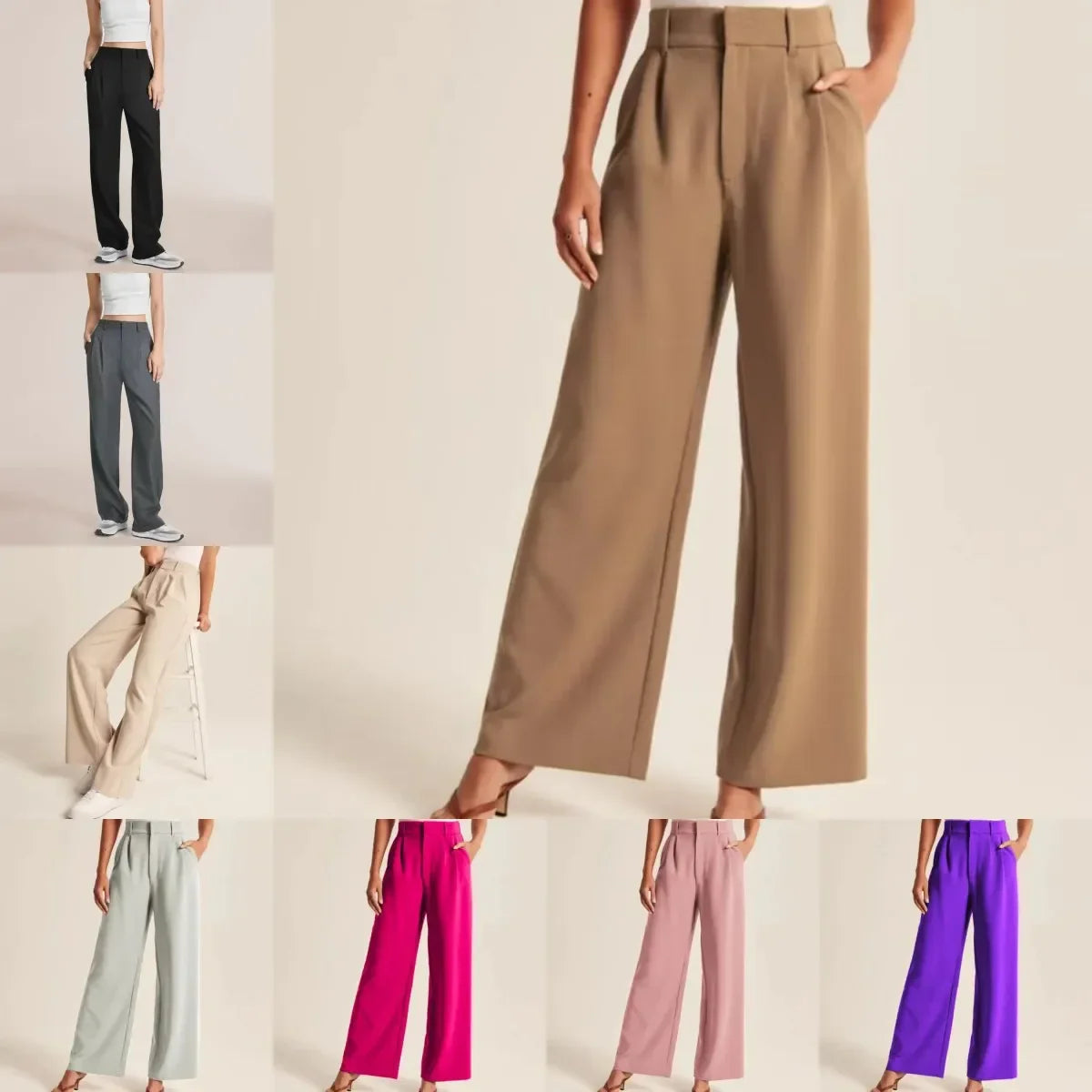 Lightweight Tailored Wide-Leg Pants