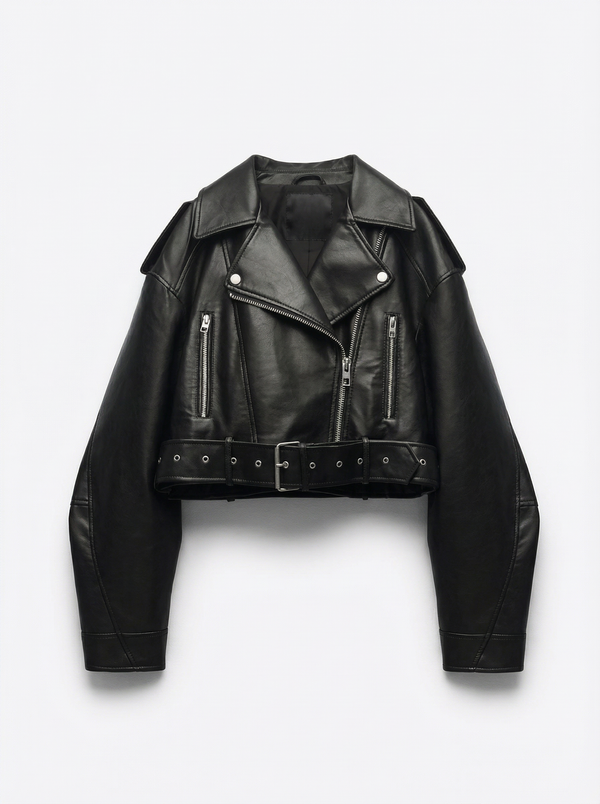 BERLIN – Belted Moto Jacket – 030 –Vegan Leather