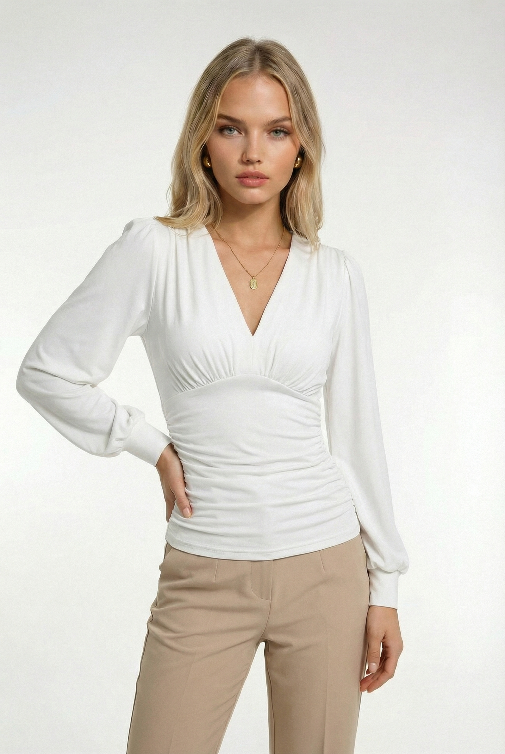 VIENNA – Button-Up Jersey Blouse – 257