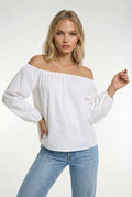 BARCELONA – Off-Shoulder Boat-Neck Blouse – 6218