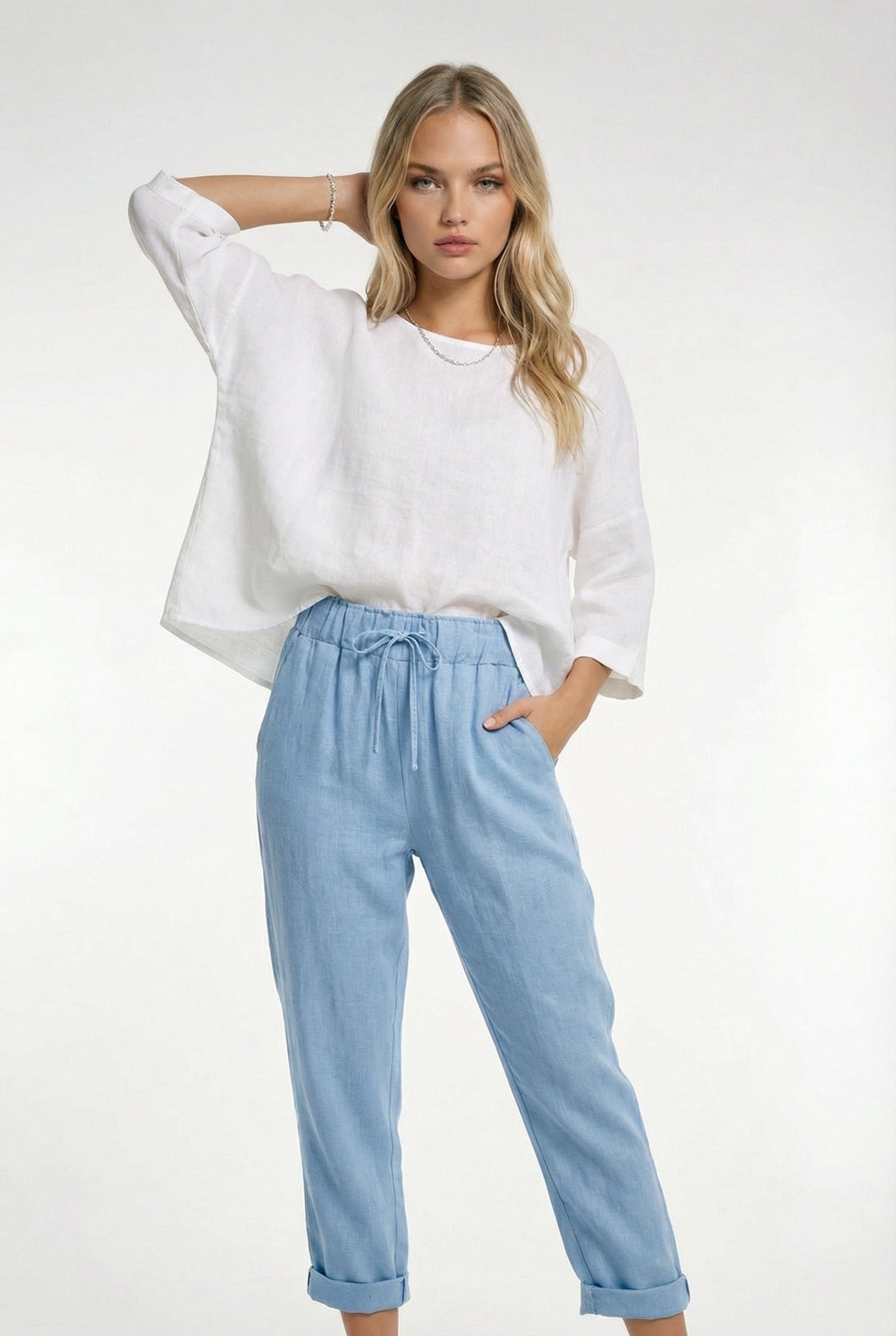 PALERMO – Cotton-Linen Harem Pants – 463