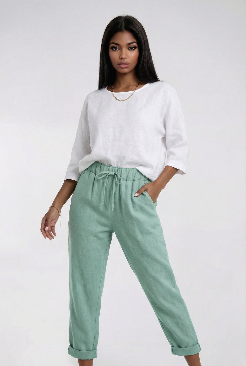 PALERMO – Cotton-Linen Harem Pants – 463