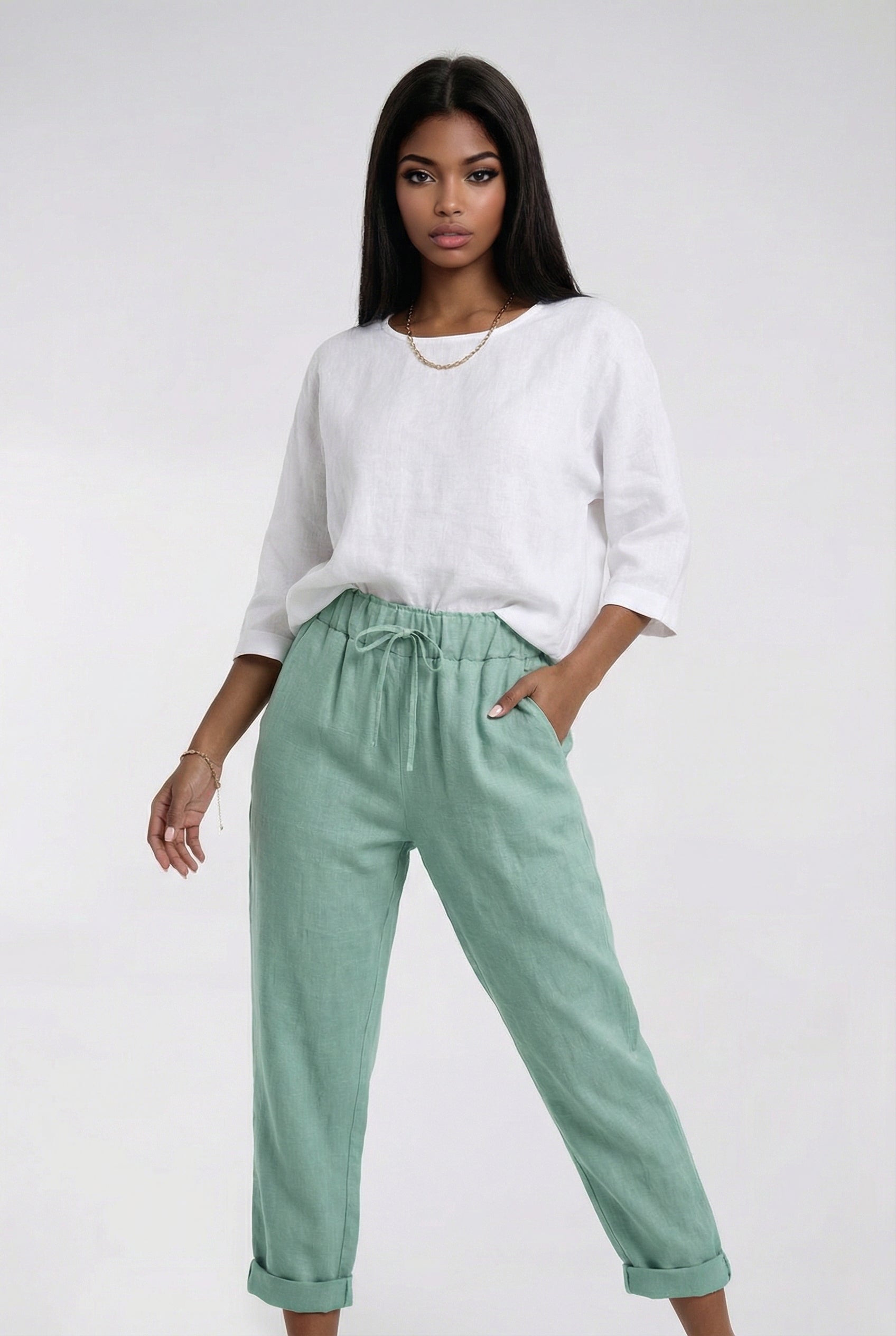 PALERMO – Cotton-Linen Harem Pants – 463