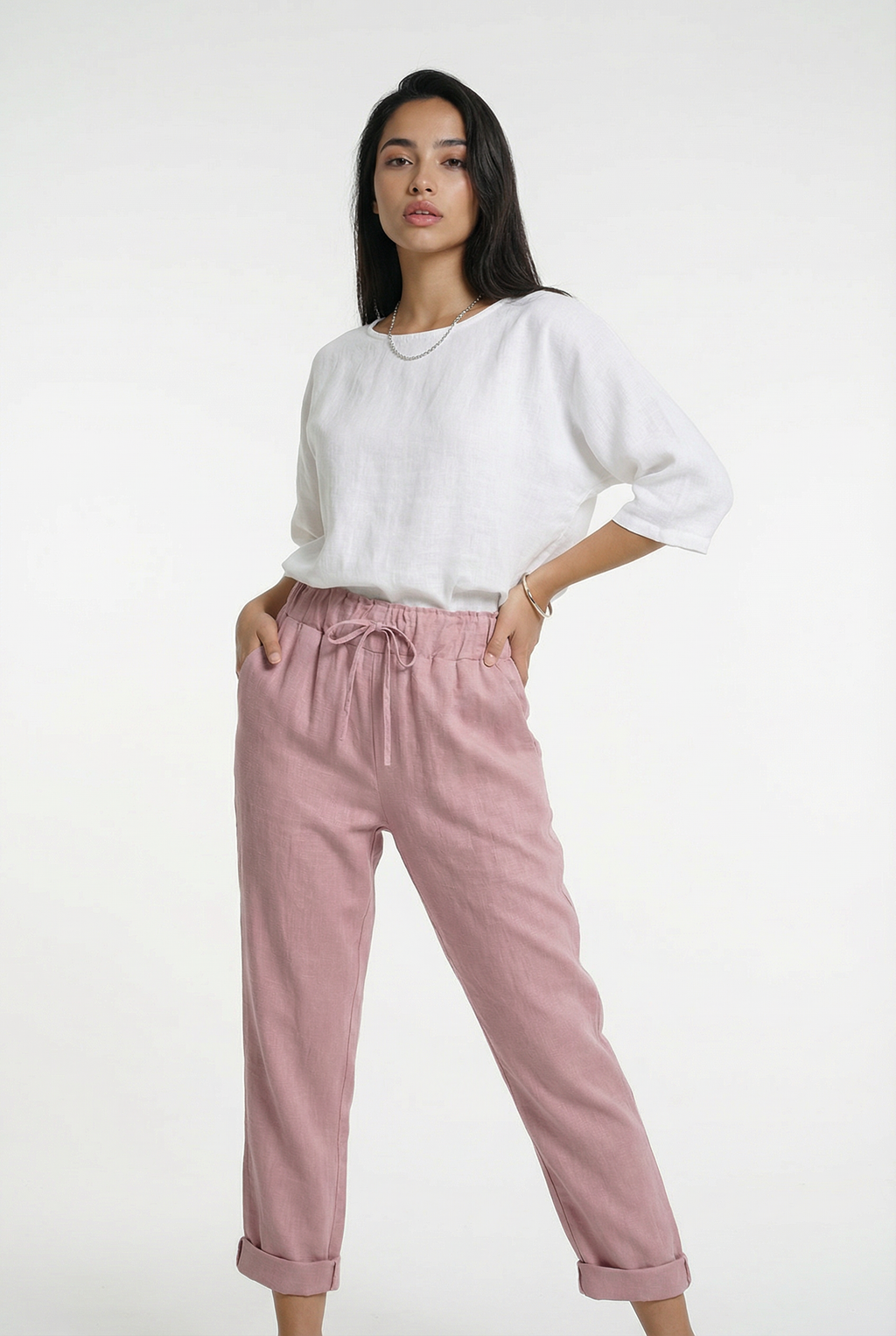 PALERMO – Cotton-Linen Harem Pants – 463