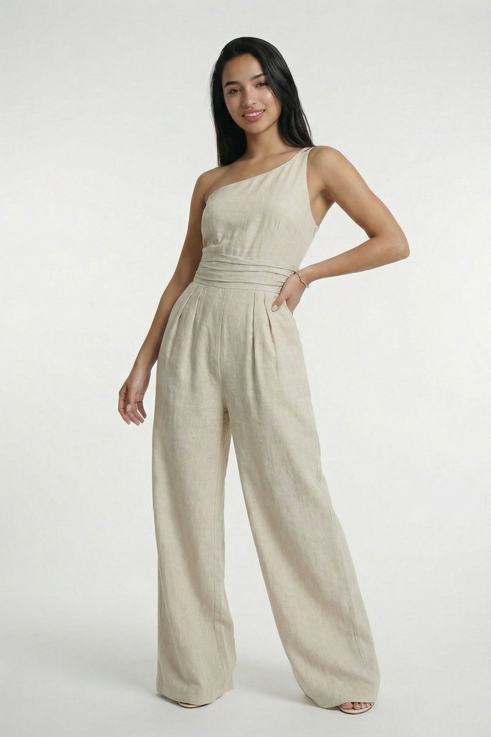 LISBON – One-Shoulder Wide-Leg Jumpsuit – 2105