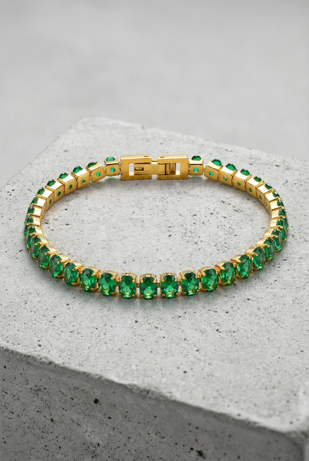 MILAN – Gold Plated Emerald Drop Pendant Necklace – 042