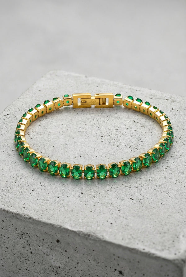 MILAN – Gold Plated Emerald Drop Pendant Necklace – 042