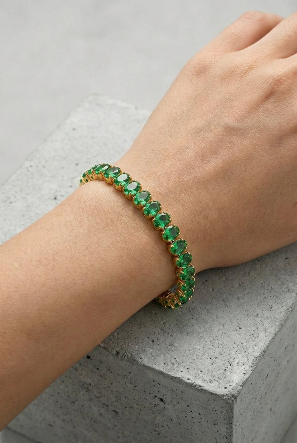 MILAN – Gold Plated Emerald Drop Pendant Necklace – 042