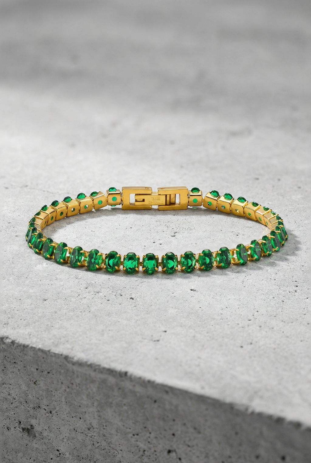 MILAN – Gold Plated Emerald Drop Pendant Necklace – 042