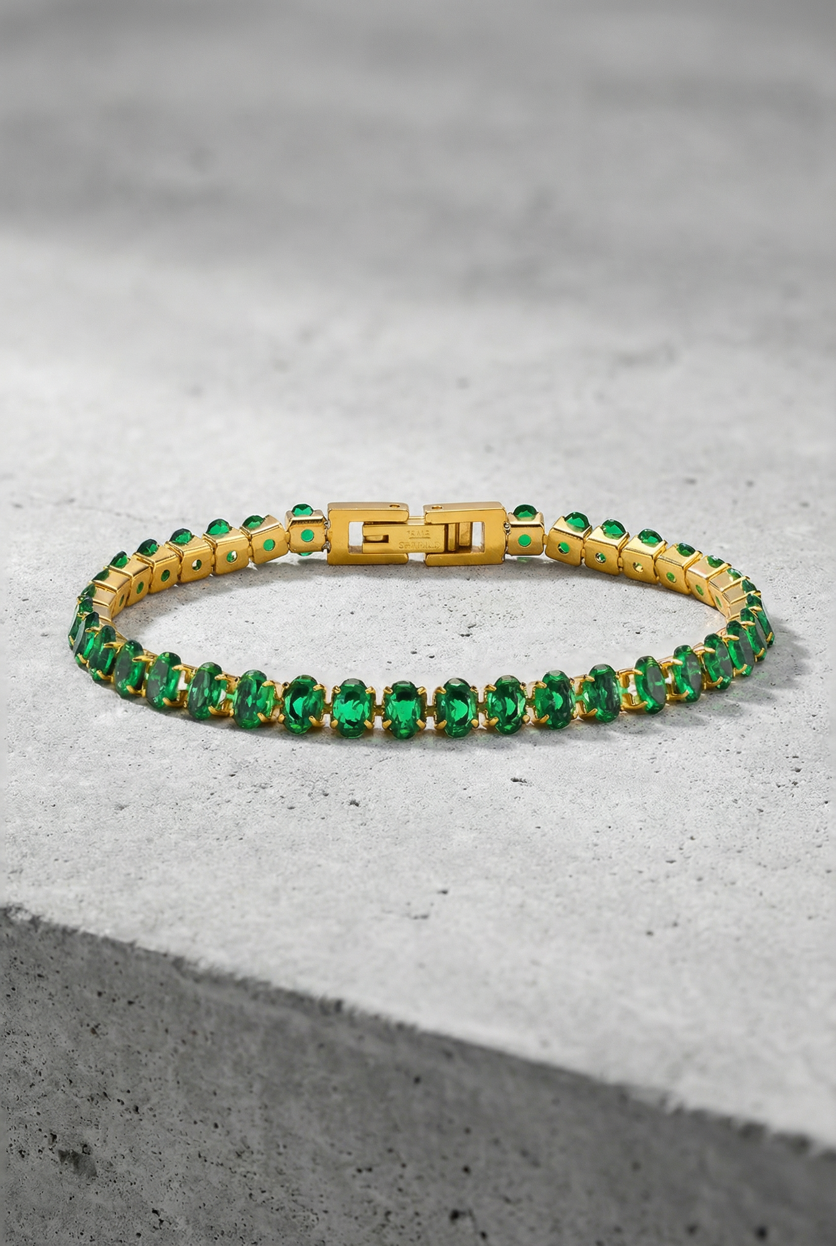 MILAN – Gold Plated Emerald Drop Pendant Necklace – 042