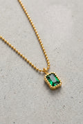 PORTO – Gold Plated Emerald Rectangle Pendant Necklace – 044