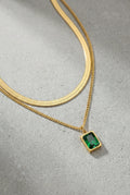 VIENNA – Gold Plated Emerald Statement Necklace – 046