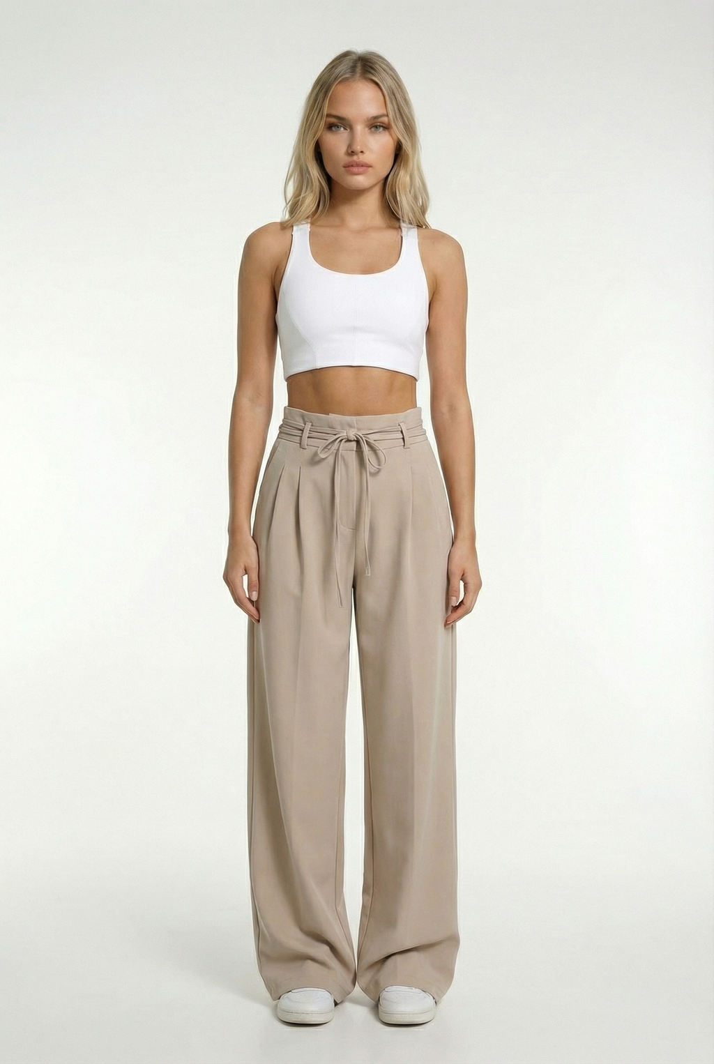 VALENCIA – Lace-Up High-Waist Straight Pants – 2186