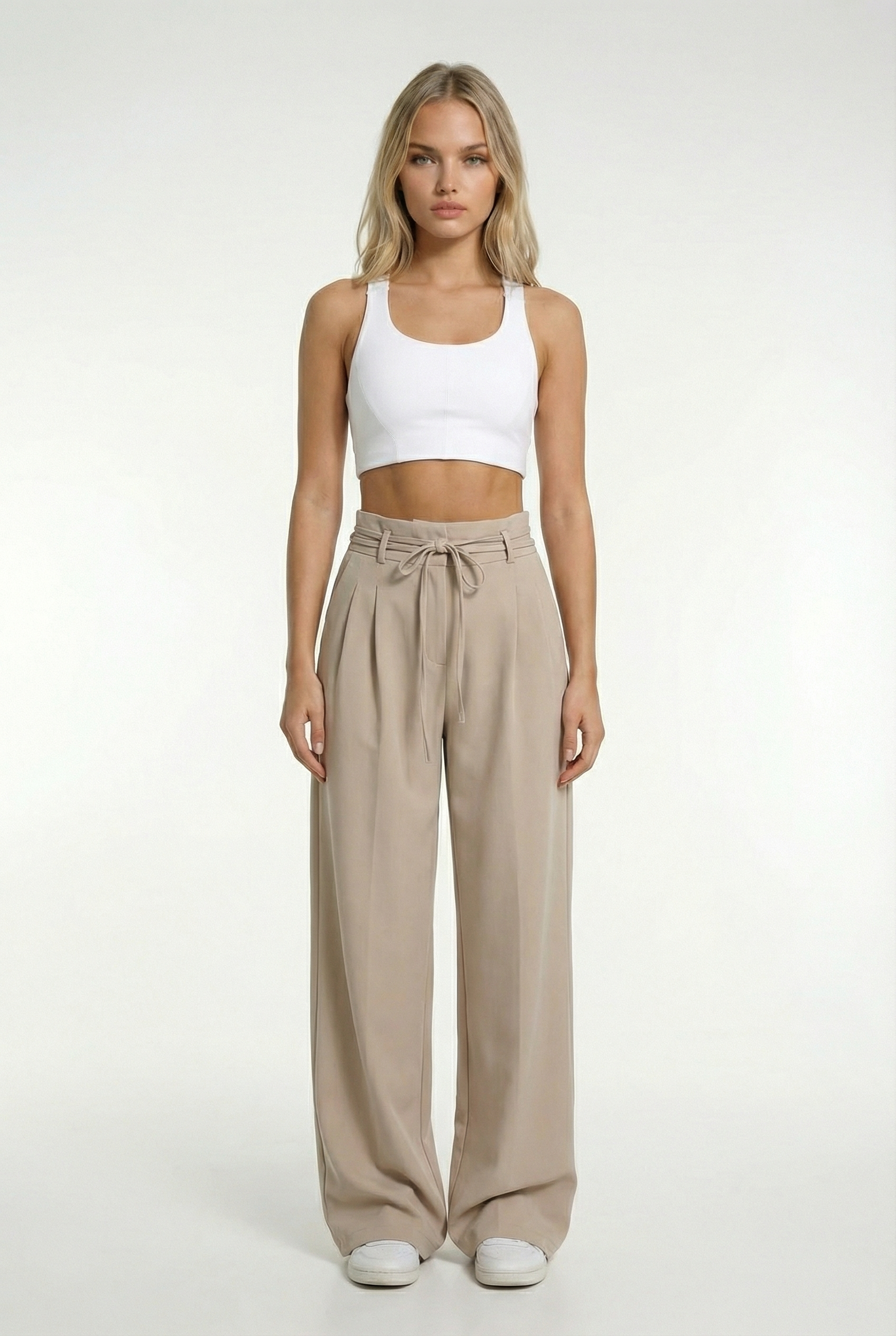 VALENCIA – Lace-Up High-Waist Straight Pants – 2186